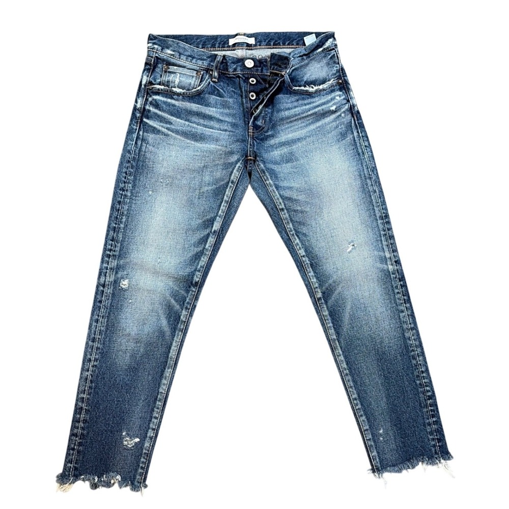 MOUSSY VINTAGE Women Distressed Denim Howa Straight Leg Jeans Blue 28 Concert